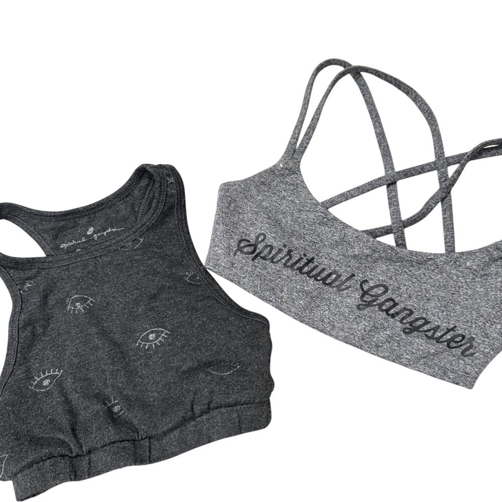 Spiritual Gangster Grey Sports Bra Tank Top Cropped Set Of Two Womens XS